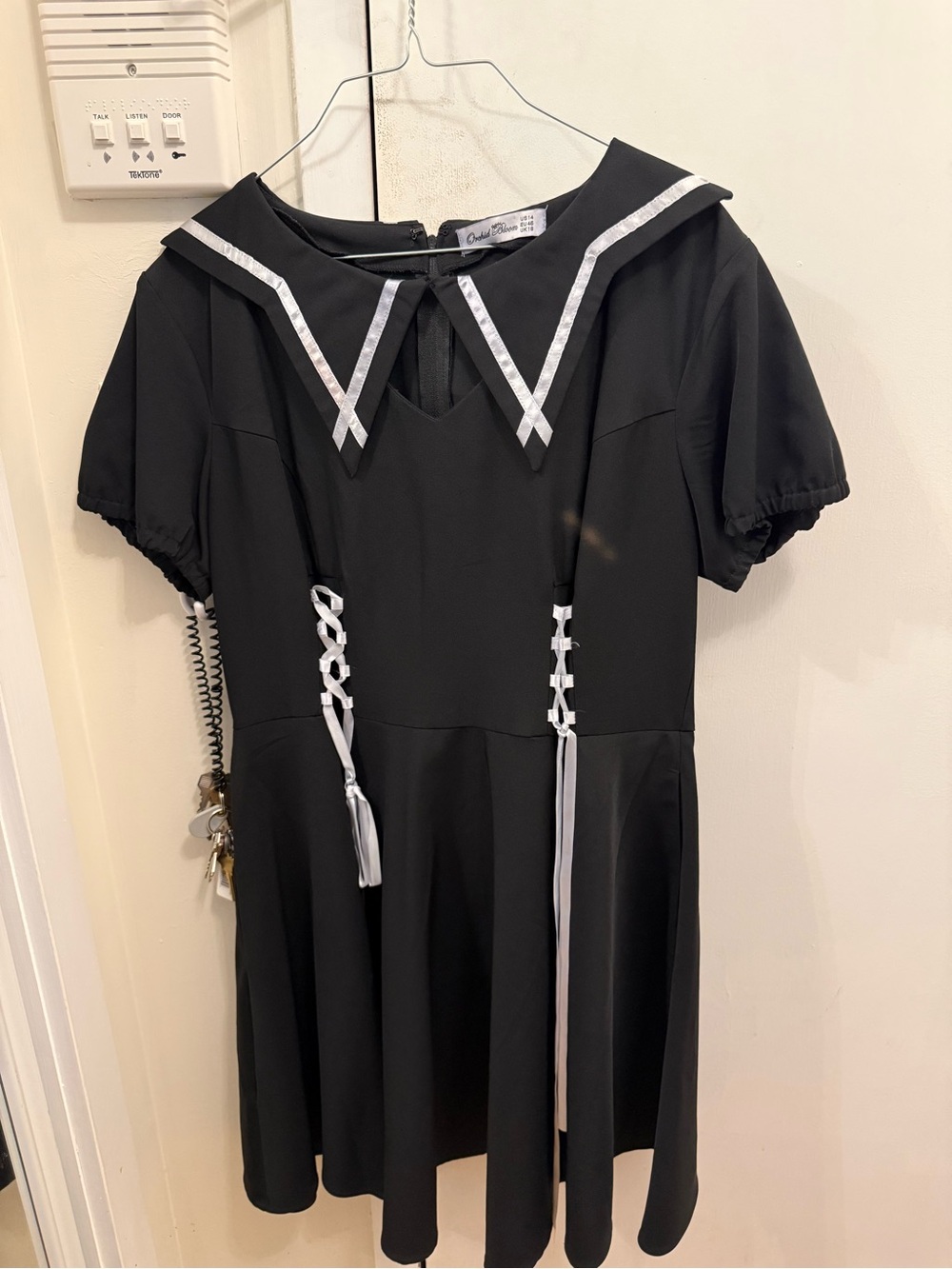 Black Sailor-Collar Mini Dress with White Trim